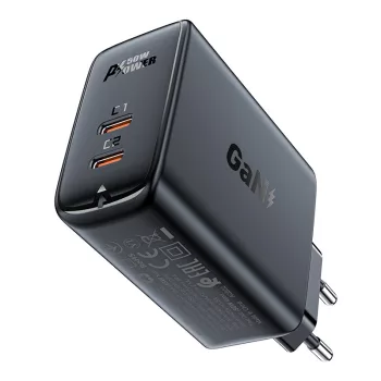   Acefast A29 PD50W GaN (USB-C + USB-C) dual port hálózati töltő, fekete