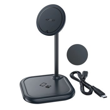   Acefast 15W Qi vezeték nélküli töltő iPhone (with MagSafe) and Apple AirPods Stand Holder Magnetic Holder , szürke