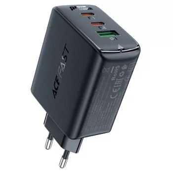   Acefast hálózati gyorstöltő GaN (2xUSB-C / USB-A) PPS / PD / QC4+ 65W, fekete (A41)