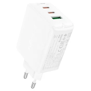  Acefast hálózati gyorstöltő GaN (2x USB-C / USB-A) PPS / PD / QC4+ 65W, fehér (A41)