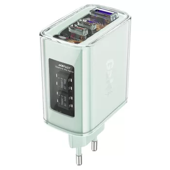   Acefast hálózati töltő GaN 65W 3 ports (1xUSB, 2xUSB C) , zöld (A45)