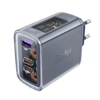   Acefast hálózati töltő GaN 65W 3 ports (1xUSB, 2xUSB C) , szürke (A45)
