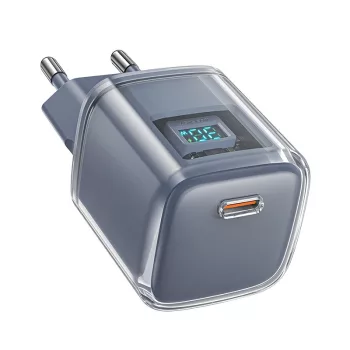   Acefast A53 PD 30W GaN USB-C hálózati töltő kijelzővel, szürke