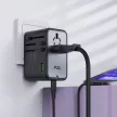 Acefast Z1 GaN 75W PD travel charger adapter 3x USB-C 2x USB-A, fekete