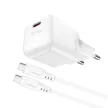 Acefast A73 Mini PD 20W GaN hálózati töltő + USB-C kábel, fehér