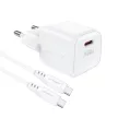 Acefast A73 Mini PD 20W GaN hálózati töltő + USB-C kábel, fehér