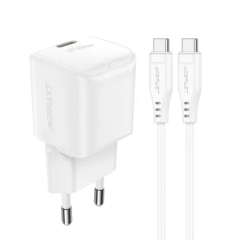   Acefast A77 Mini PD 30W GaN hálózati töltő + USB-C kábel, fehér