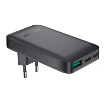   Acefast A100 65W GaN 2 USB-C+ USB-A hálózati töltő Ultra Slim, fekete