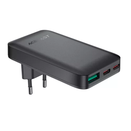 Acefast A100 65W GaN 2 USB-C+ USB-A hálózati töltő Ultra Slim, fekete