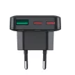 Acefast A100 65W GaN 2 USB-C+ USB-A hálózati töltő Ultra Slim, fekete