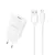 Dudao A4EU USB-A 2.1A hálózati töltő, fehér + USB-A - micro USB kábel