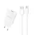 Dudao A4EU USB-A 2.1A hálózati töltő, fehér + USB-A - USB-C kábel