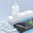 Dudao A4EU USB-A 2.1A hálózati töltő, fehér + USB-A - USB-C kábel