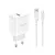 Dudao A20EU USB-A 18W hálózati töltő, fehér + USB-A - USB-C kábel