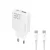 Dudao GaN A30EUT 30W USB-A / USB-C hálózati töltő + USB-C - USB-C kábel, fehér