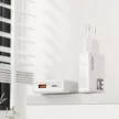 Dudao GaN A30EUT 30W USB-A / USB-C hálózati töltő + USB-C - USB-C kábel, fehér