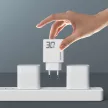 Dudao GaN A30EUT 30W USB-A / USB-C hálózati töltő + USB-C - USB-C kábel, fehér