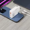 Dudao GaN A30EUT 30W USB-A / USB-C hálózati töltő + USB-C - USB-C kábel, fehér