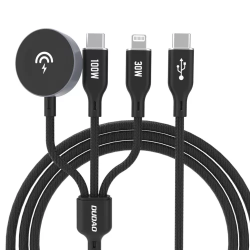 Apple Watch Dudao A12Max+ PD 100W 3in1 Charger Cable: USB-C Lightning 1.2m, fekete