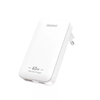   Dudao GaN A65Q 65W USB-A / USB-C PD Ultra-Thin hálózati töltő, fehér