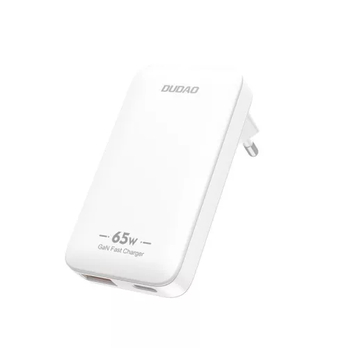 Dudao GaN A65Q 65W USB-A / USB-C PD Ultra-Thin hálózati töltő, fehér
