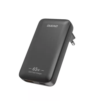   Dudao GaN A65Q 65W USB-A / USB-C PD Ultra-Thin hálózati töltő, fekete