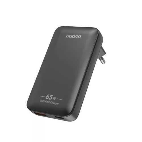 Dudao GaN A65Q 65W USB-A / USB-C PD Ultra-Thin hálózati töltő, fekete
