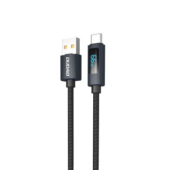   Dudao L7T USB-A - USB-C 66W kábel LED kijelzővel, 1m - fekete