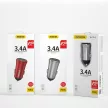 Dudao 3.4A smart autós töltő 2x USB , ezüst (R6S , ezüst)