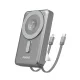 Dudao K29 10000mAh PD 20W MagSafe Power Bank with Metal Case, Stand and Built-in USB-C/ Lightning Cables, szürke