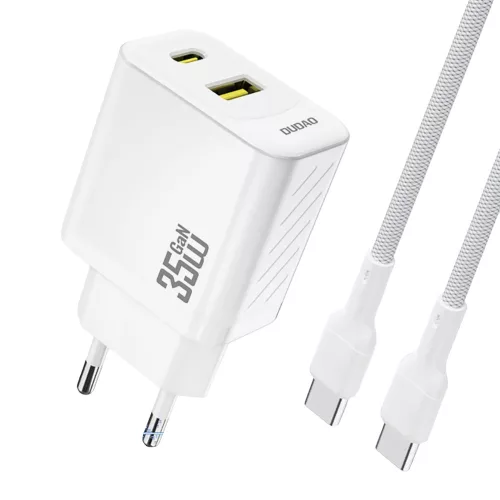 Dudao A27 MaxC 35W GaN hálózati töltő és USB-C kábel, fehér