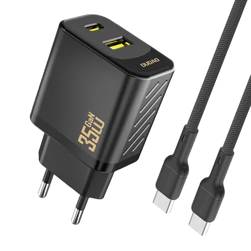 Dudao A27 MaxC 35W GaN hálózati töltő és USB-C kábel, fekete