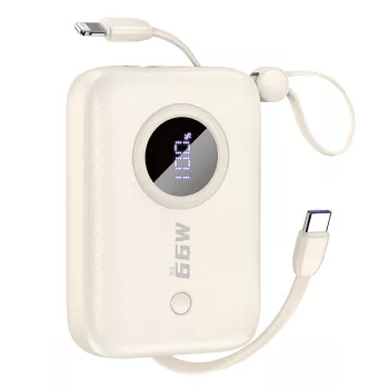   Dudao K14 10000 mAh USB-C / Lightning kábelekkel, powerbank, bézs