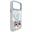Nimmy Big Eyed Lying Silver Shaded Cat MagSafe iPhone 18 Pro / 17 Pro tok, fekete