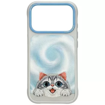  Nimmy Big Eyed Lying Silver Shaded Cat MagSafe iPhone 18 Pro Max / 17 Pro Max tok, szürke