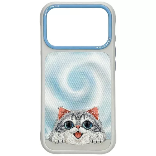 Nimmy Big Eyed Lying Silver Shaded Cat MagSafe iPhone 18 Pro Max / 17 Pro Max tok, szürke