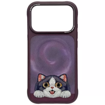   Nimmy Big Eyed Lying Cream Cat MagSafe iPhone 18 Pro / 17 Pro tok, lila