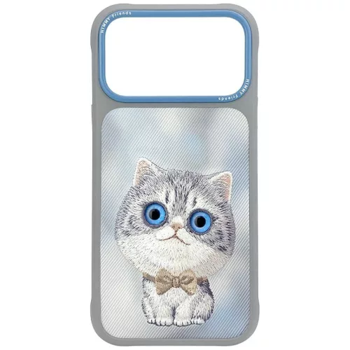 Nimmy Big Eyed Silver Shaded Cat iPhone 18 Pro / 17 Pro tok, szürke