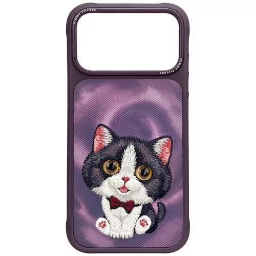 Nimmy Big Eyed Cream Cat iPhone 18 Pro Max / 17 Pro Max tok, lila