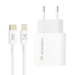   Wozinsky USB-C hálózati töltő adapter, és USB-C/Lightning 1m kábel, gyorstöltő, 20W, fehér