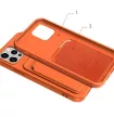 Card Case Silicone iPhone 12 Pro hátlap, tok, narancs