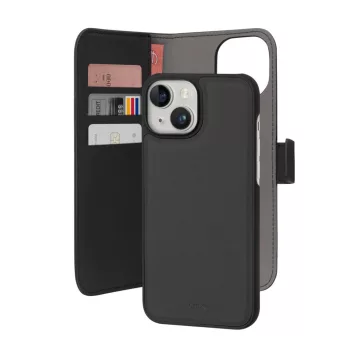   Puro Wallet Detachable MagSafe 2in1 PU Leather Case with Flap and Wallet iPhone 15 tok, fekete