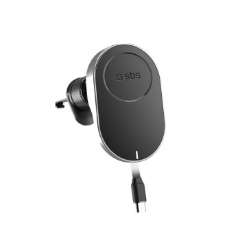   SBS TESUPP15WRETRACABL vezeték nélküli töltő autós tartó kihúzható kábel Compatible with MagSafe, fekete