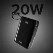 Powerbank SBS 20000 mAh 20W beépített USB-C kábel, digitális kijelző, fekete