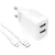 Puro PROLITE 10W 2x USB-A hálózati töltő + USB-A - USB-C kábel 1.2m, fehér