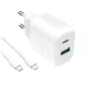 Puro PROLITE 30W USB-A / USB-C hálózati töltő + USB-C - USB-C kábel 1.2m, fehér