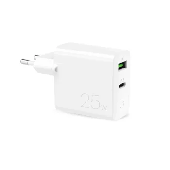   Puro 25W Power Delivery USB-A USB-C hálózati töltő, fehér