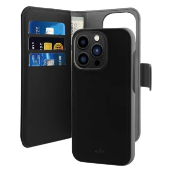   Puro Wallet Detachable MagSafe 2in1 PU Leather Case with Flap and Wallet iPhone 14 Pro Max tok, fekete