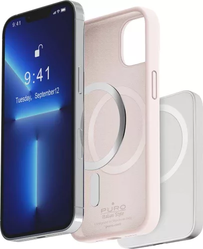 Puro Icon Mag MagSafe Silicone iPhone 14 Pro Max tok, rózsaszín