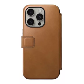  Nomad Modern Leather Folio case for iPhone 15 Pro 6,1" tok, barna